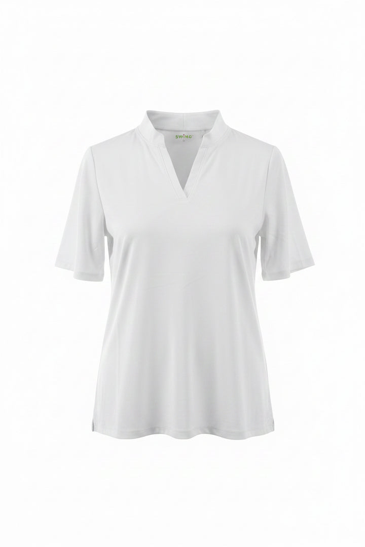 Swing Control Solid S/S V-Neck Velocity Polo - White - Small - Skorzie