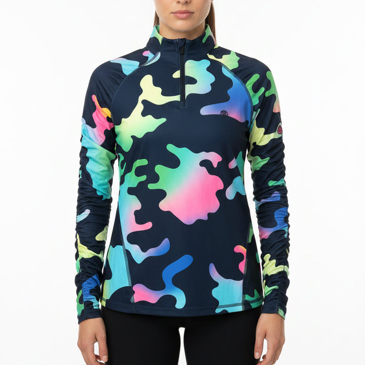 G/FORE Women's Golf Top Color Blend Camo Mid Layer (w/logo) Twilight Size XS