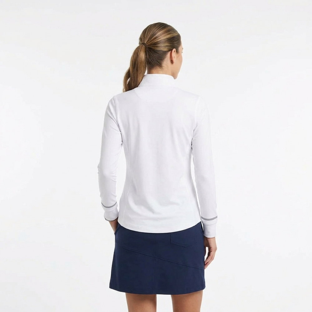 Golftini Women's L/S Fabulous Mock White/Silver Size XS - Skorzie