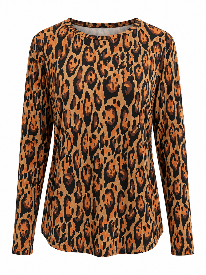 IBKUL Gemma Long Sleeve Crew Neck - Brown/Black