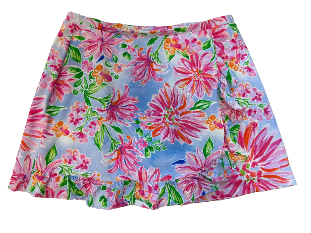 G-Lifestyle Women's Ruffle Wrap Golf Skort (14") - Flower Garden - Small
