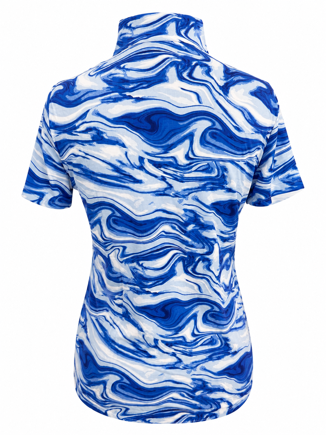 IBKUL Devin Short Sleeve Zip Mock - Blue Marble