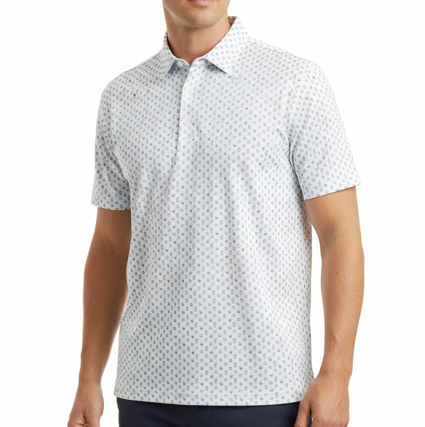 Straight Down Men's Golf Polo Trader Vic's Blue Shade Size L
