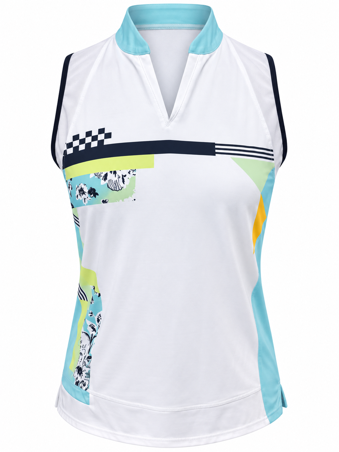 Lucky In Love Women's Geo Mod Tank - White/Blue