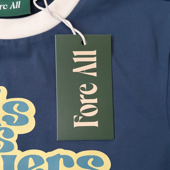 Fore All Women's Ringer Tee "Girls Is Players Too" Indigo