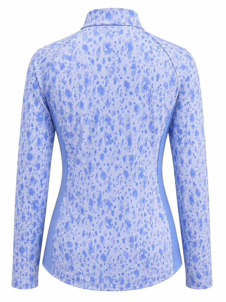 Adidas Patterned Quarter Zip Mock (w/ logo) - Blue - Medium