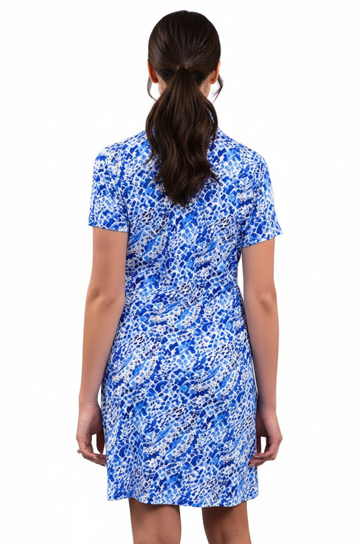 IBKUL Womens Eve Short Sleeve Zip Dress - Yesenia Blue