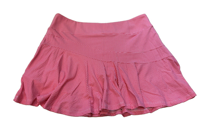 IBKUL Womens Mini Check Flounce Skort 18" - Red