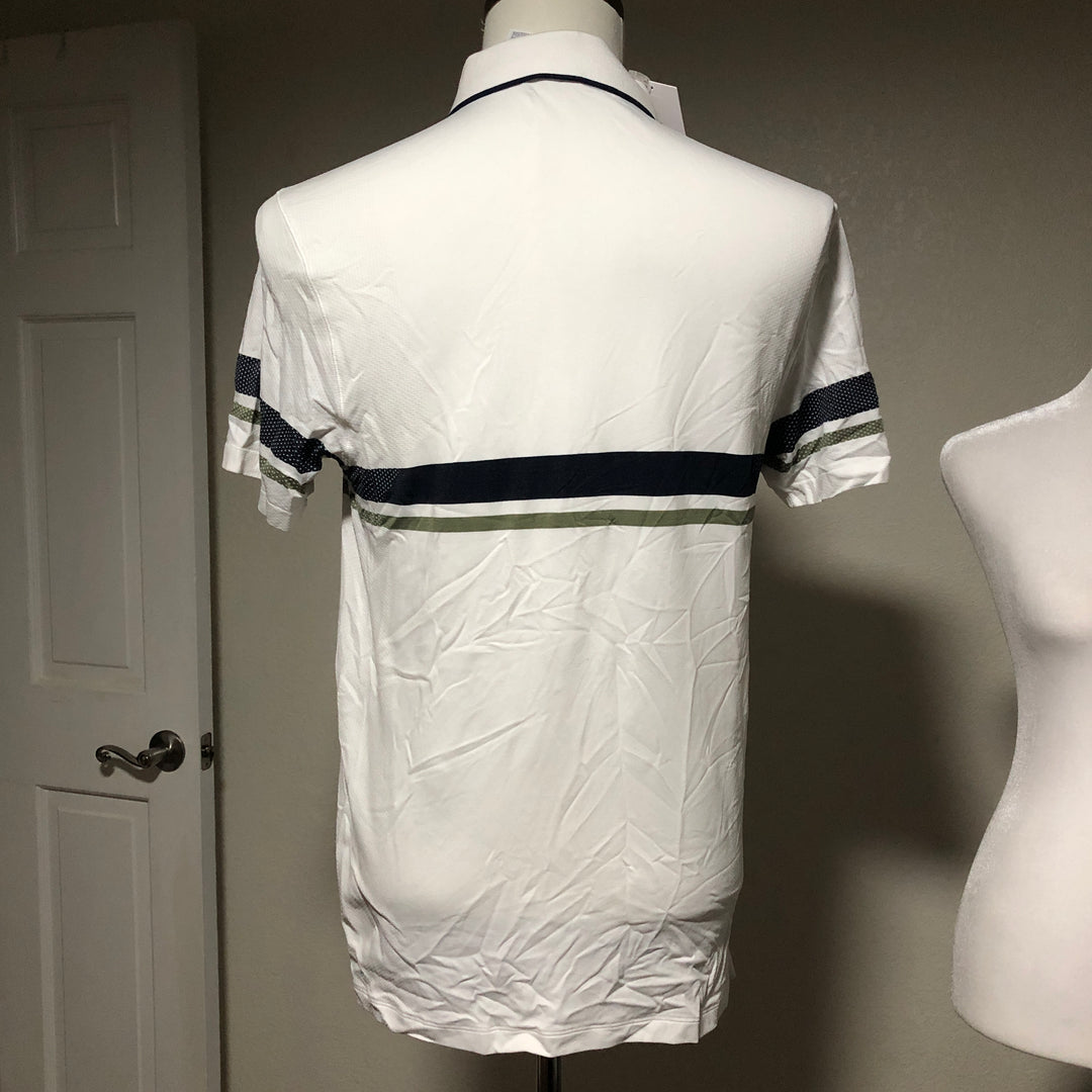 Wilson Players Seamless Polo - White/Navy/Green Stripe - Small (POS ONLY) - Skorzie
