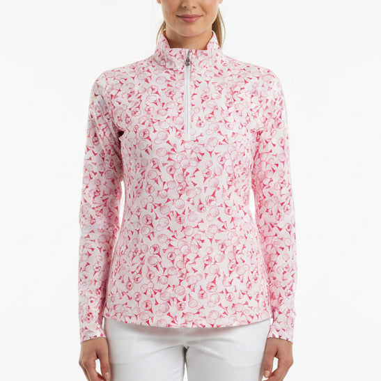 SanSoleil Women's Golf L/S 1/4 Zip Polo Play For P.I.N.K. Size S