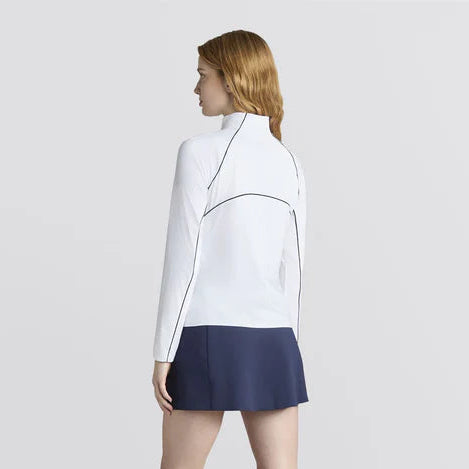 G/FORE Womens Contrast Mesh Silky Zip Pullover - Snow