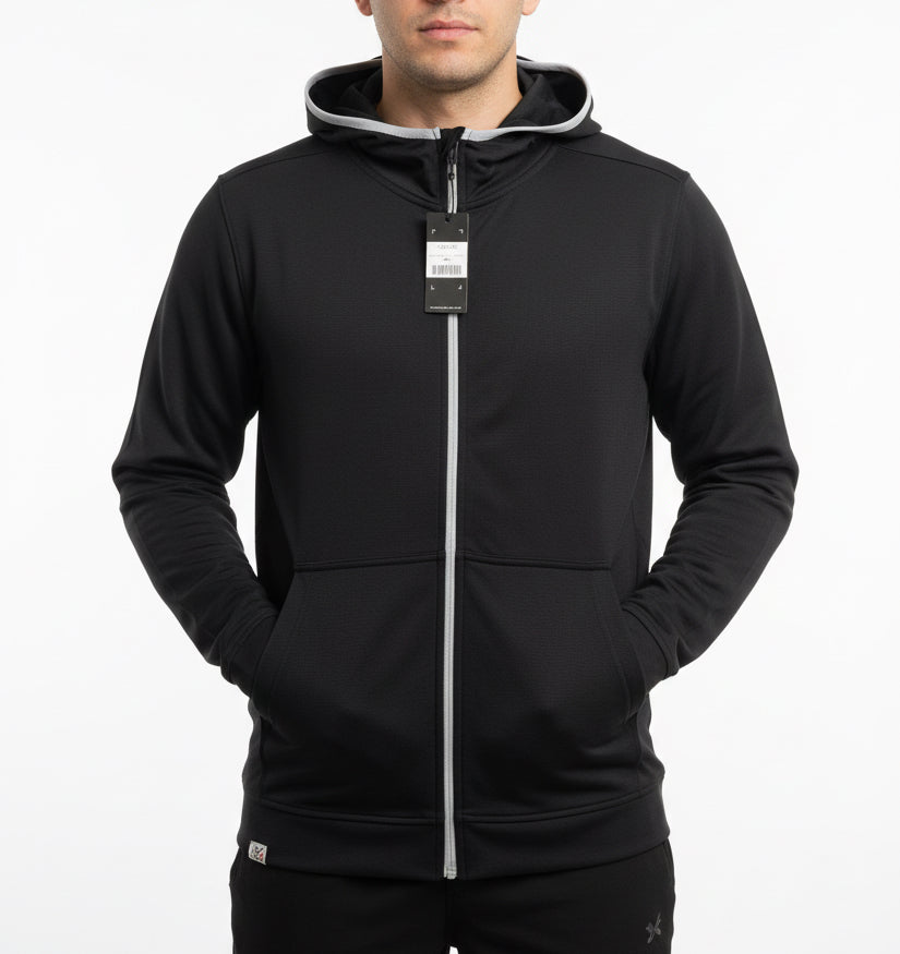 Straight Down Men's Golf Hoodie Condor Full Zip Black Size L