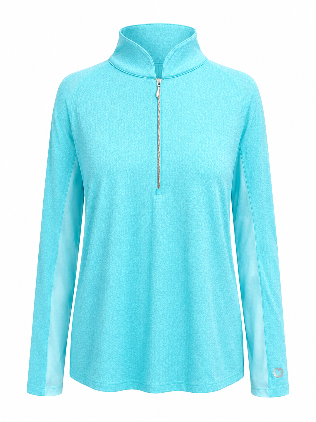 IBKUL Solid Long Sleeve Zip Mock - Seafoam