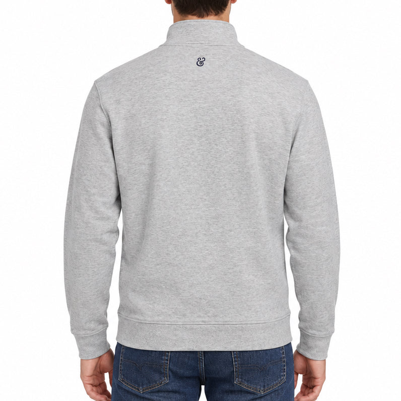 Collars & Co Men's Golf Quarter Zip Heather Cloud Cotton Grey