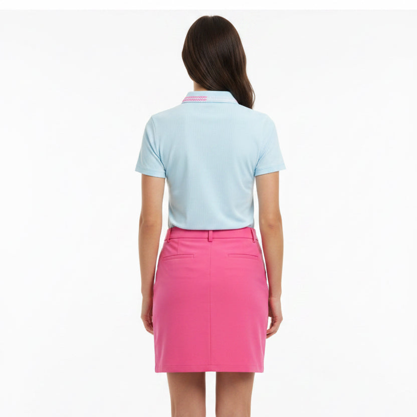 G/FORE Checkered Collar Ribbed Tech Polo (w/ logo) - Daybreak - X-Small - Skorzie