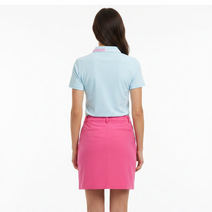 G/FORE Checkered Collar Ribbed Tech Polo (w/ logo) - Daybreak - X-Small - Skorzie