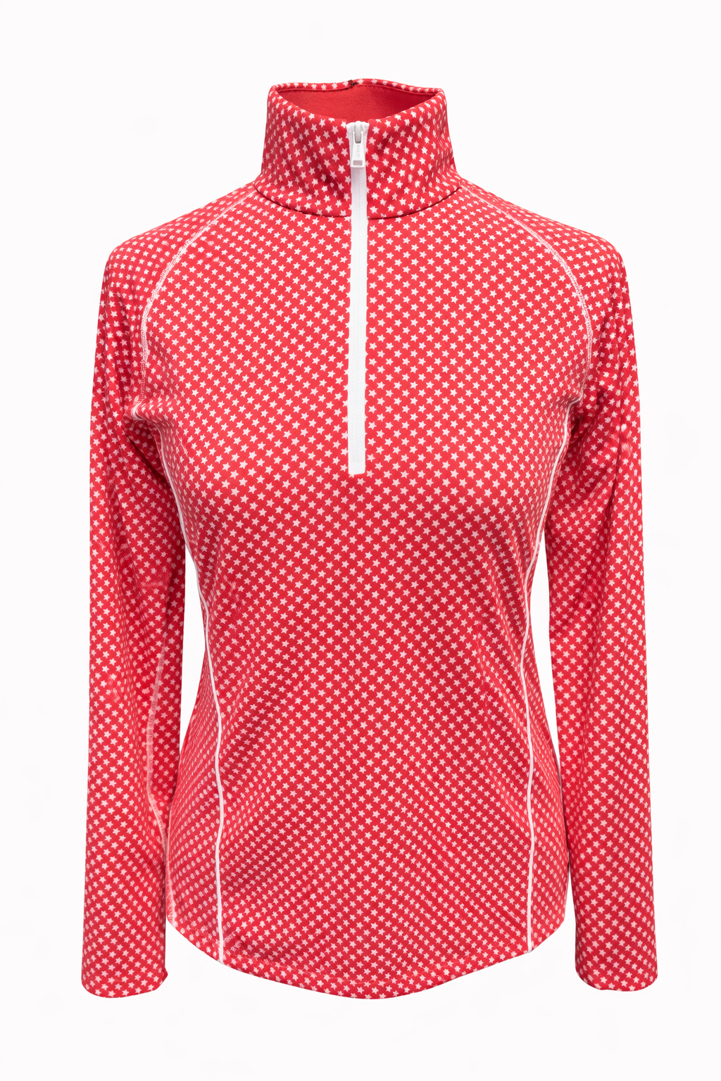 RLX Printed Airflow Jersey Quarter Zip Pullover - Red with Stars - Medium - Skorzie