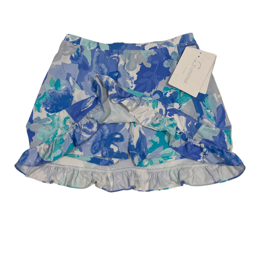 G-Lifestyle Ruffle Hem Skort (14") - Monet Peri/Turq - X-Small - Skorzie