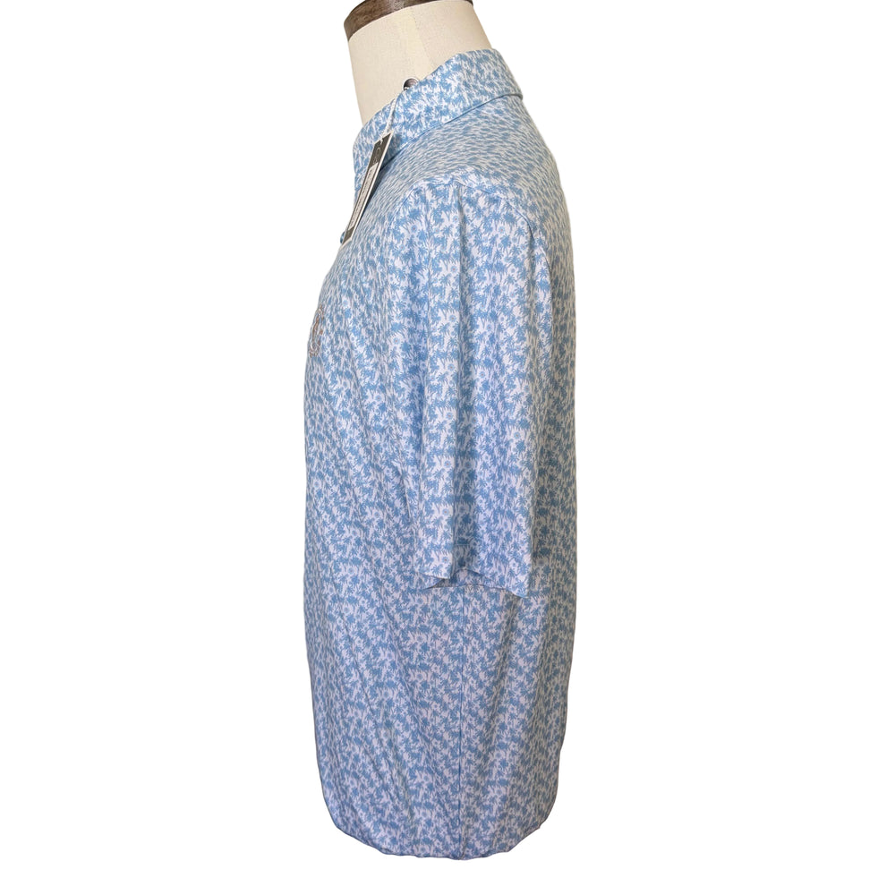 Bobby Jones Performance Palmy Print Polo (w/ logo) - Sky Blue - Skorzie