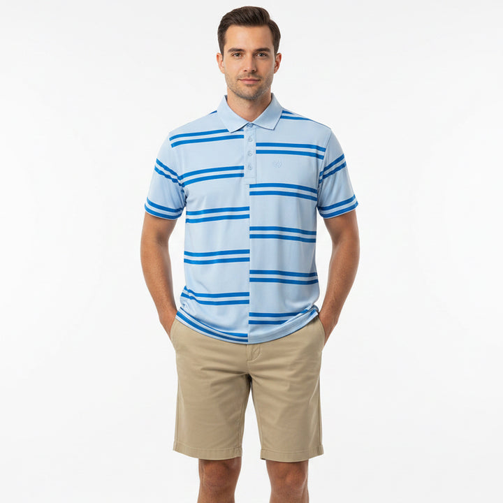 G/FORE Men's Golf Polo Offset Stripe Sky Blue Size XL