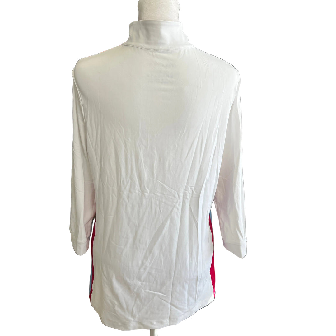 Lohla Sport Megan 3/4 Sleeve Top - White/Tropicana - Large - Skorzie