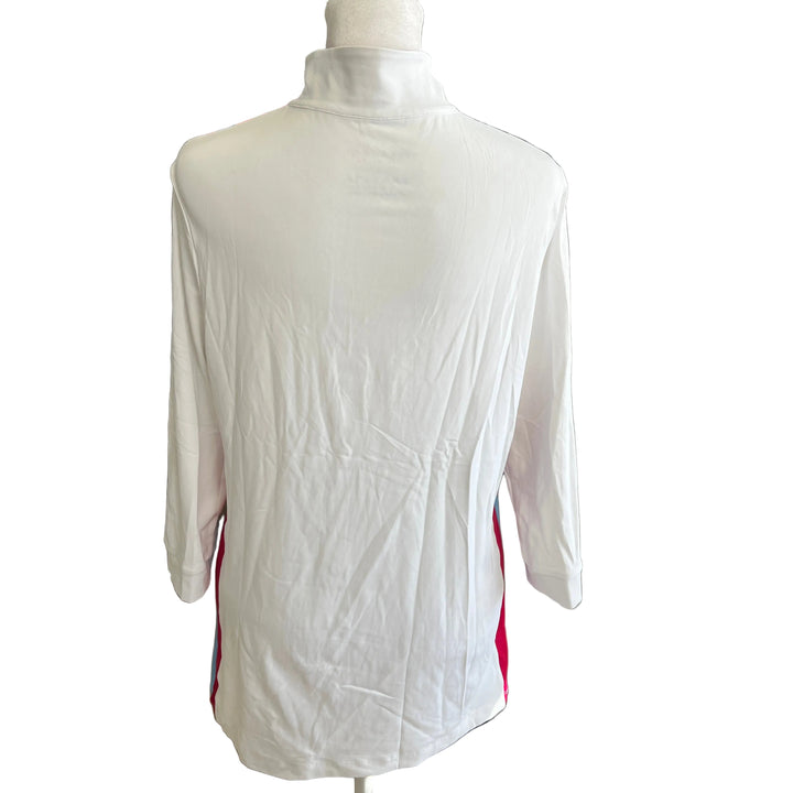 Lohla Sport Megan 3/4 Sleeve Top - White/Tropicana - Large - Skorzie