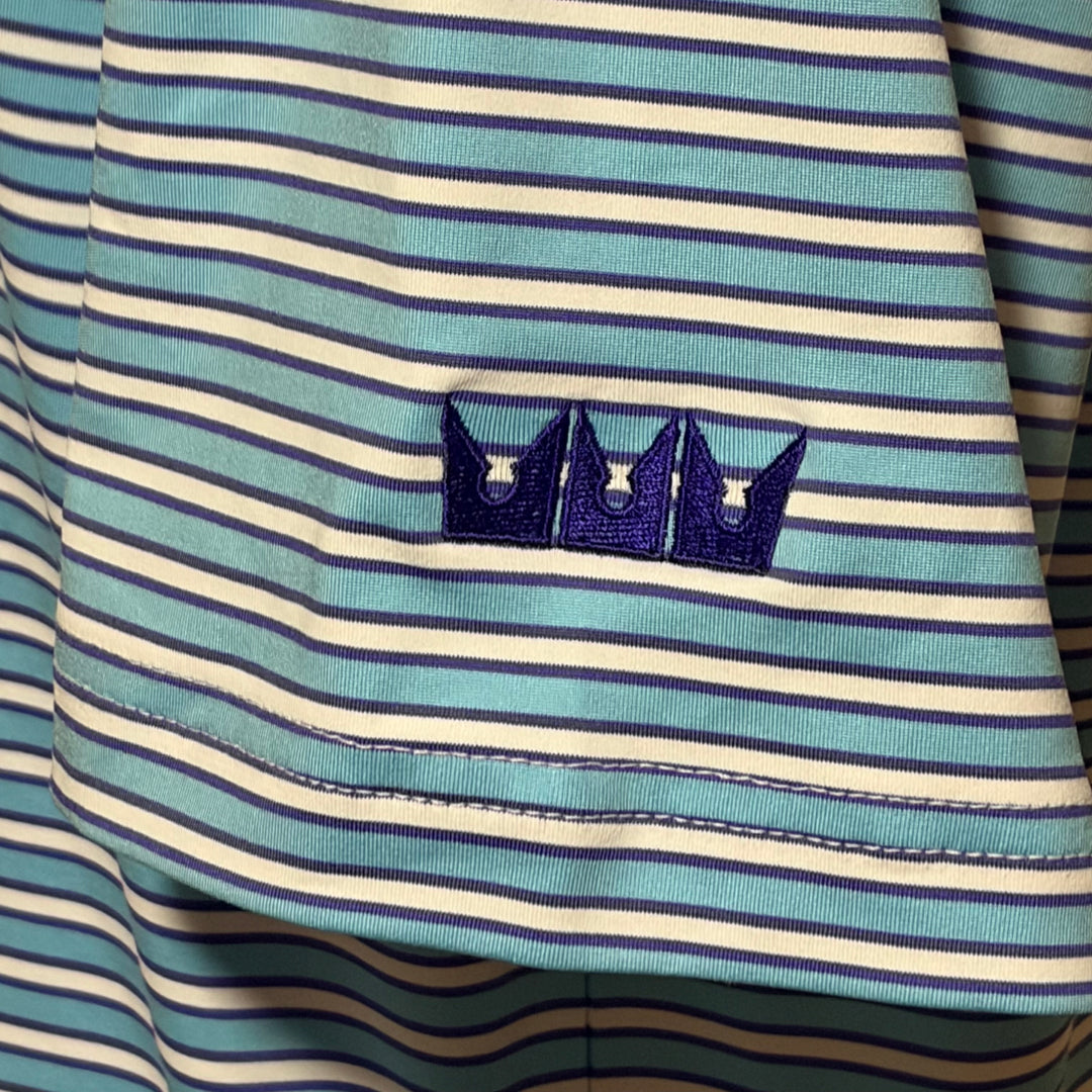 Turtleson Darcy Stripe Performance Polo (w/logo) - Blue/Violet - Skorzie