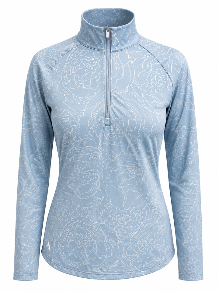 Adidas Roses Quarter Zip Mock (w/ logo) - Steel Blue