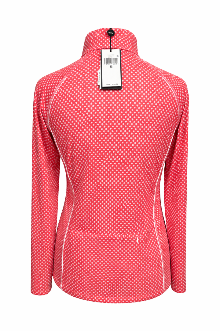 RLX Printed Airflow Jersey Quarter Zip Pullover - Red with Stars - Medium - Skorzie