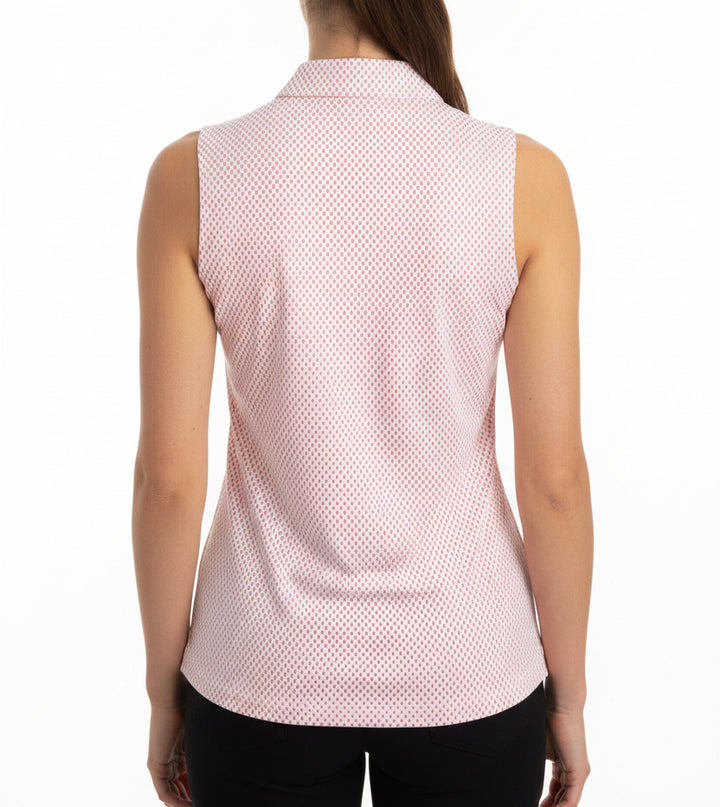 Fairway & Greene Women's Golf Polo Sleeveless Coral Diamond Size M
