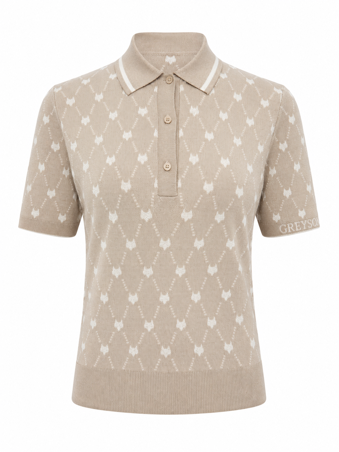 Greyson Wolf Chain Jacquard Polo - Sand - Medium - Skorzie