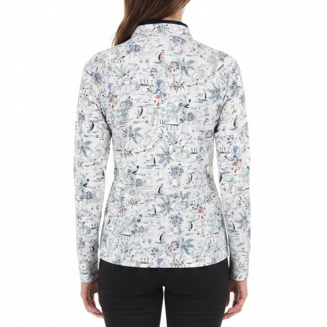 RLX Ralph Lauren Women's Golf Top Half Zip White Multi Size XL