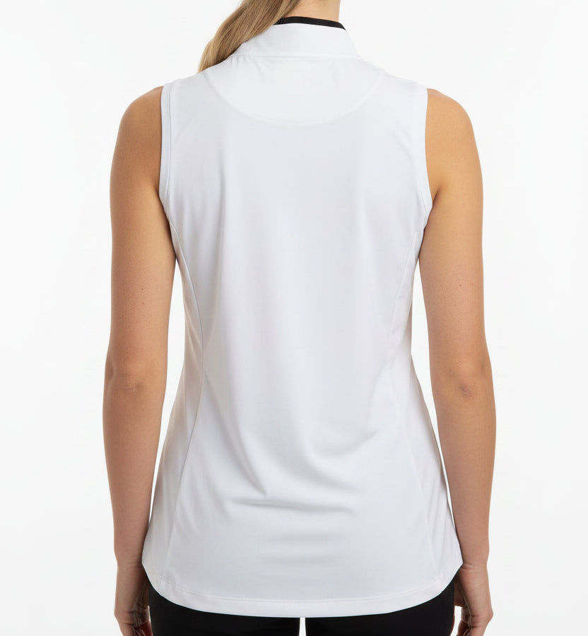 Golftini Women's Golf S/L Polo Mock Neck White/Black Size S