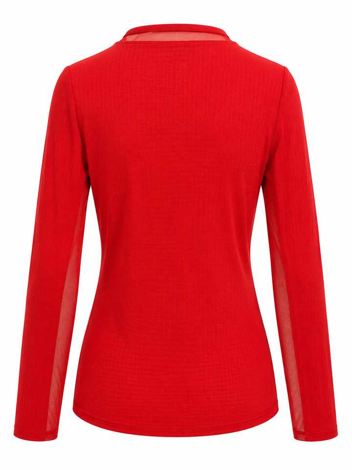 IBKUL Womens Long Sleeve Crew Neck Top - Red