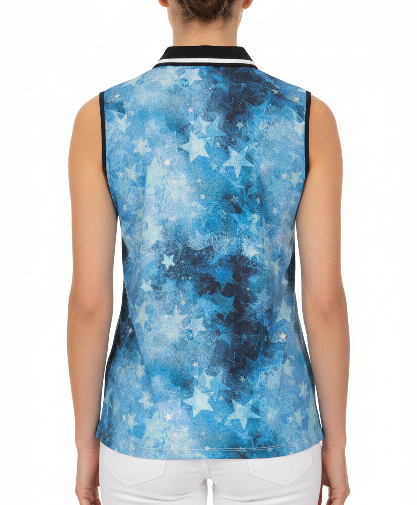 Lohla Sport Womens Golf S/L Polo Teal Stars