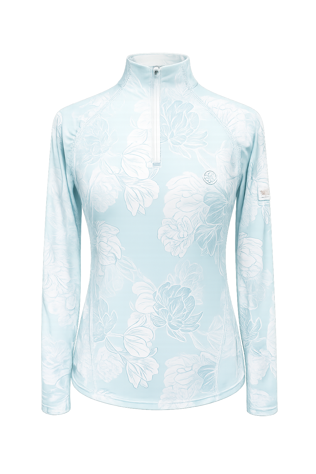 G/Fore Floral Quarter Zip (w/ logo) - Aqua - Small