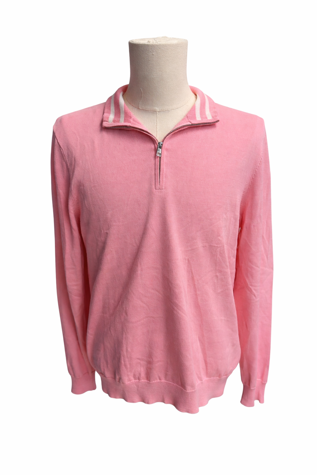 G/FORE Men's Cotton Cooling Quarter Zip Golf Sweater - Candy Pink - Medium - Skorzie