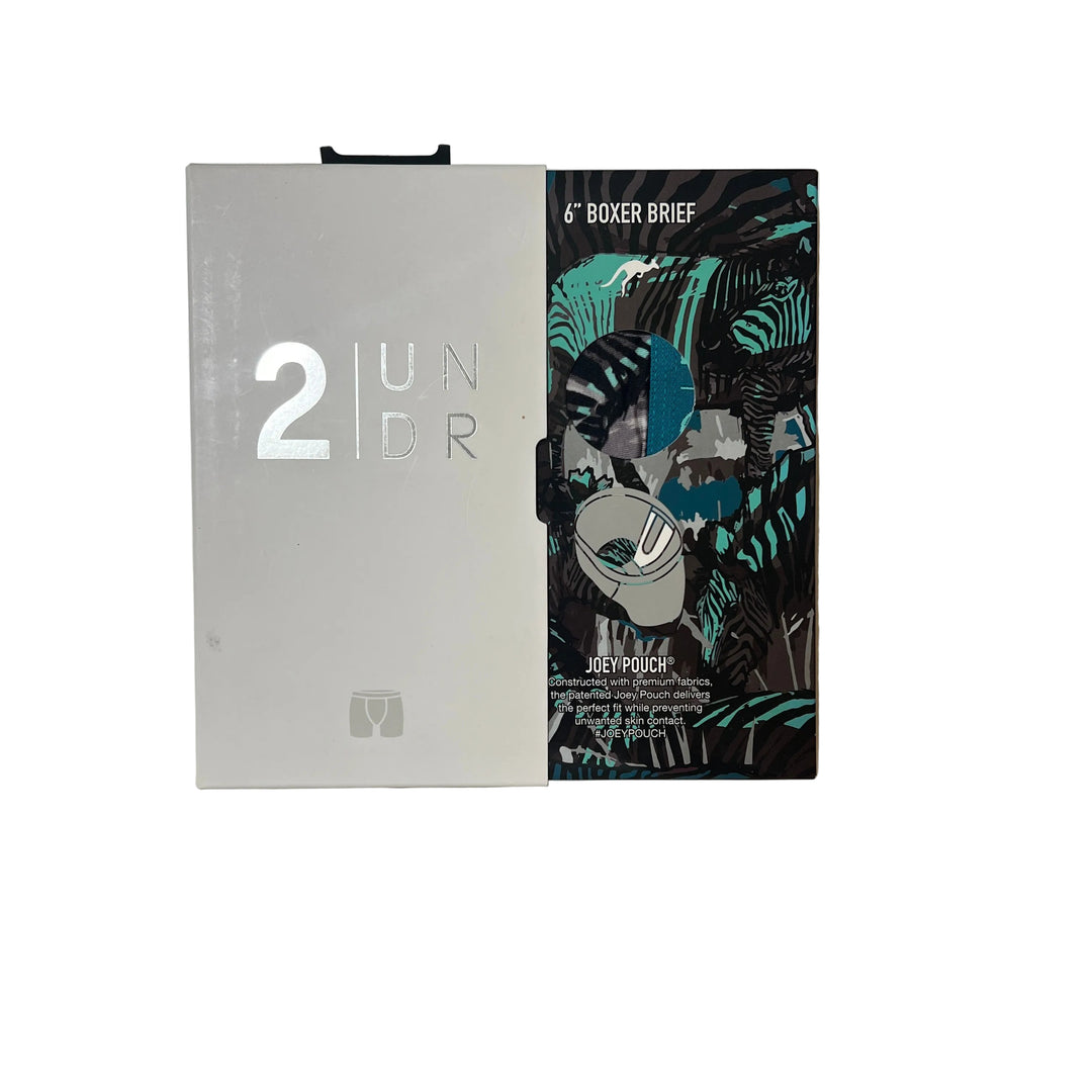 2UNDR 6" Boxer Brief - Teal Zebra - Large - FINAL SALE ITEM - Skorzie