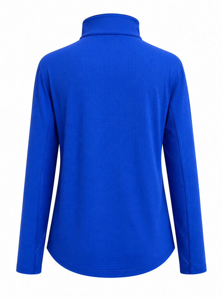 IBKUL Solid Long Sleeve Zip Mock - Blue