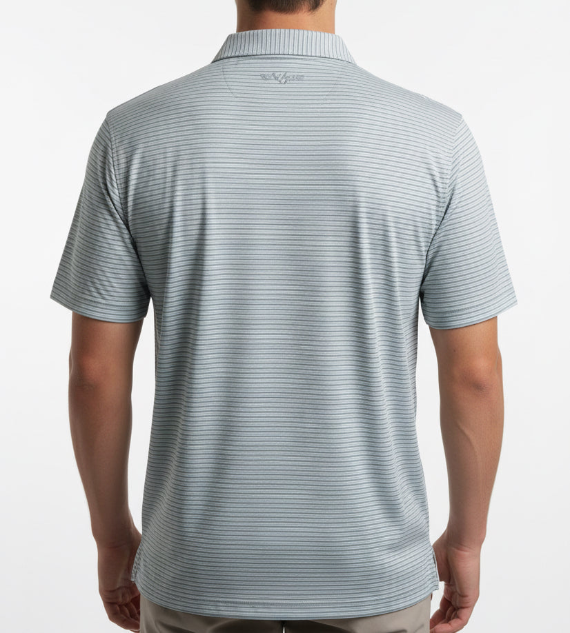 Straight Down Men's Golf Polo Channel Stripe Herb Size L