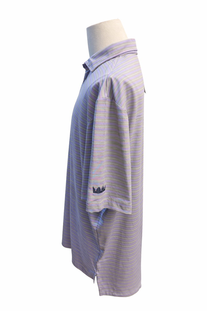 RLX Ralph Lauren Multi Stripe Polo (w/ logo) - Gray/Lavender - X-Large - Skorzie