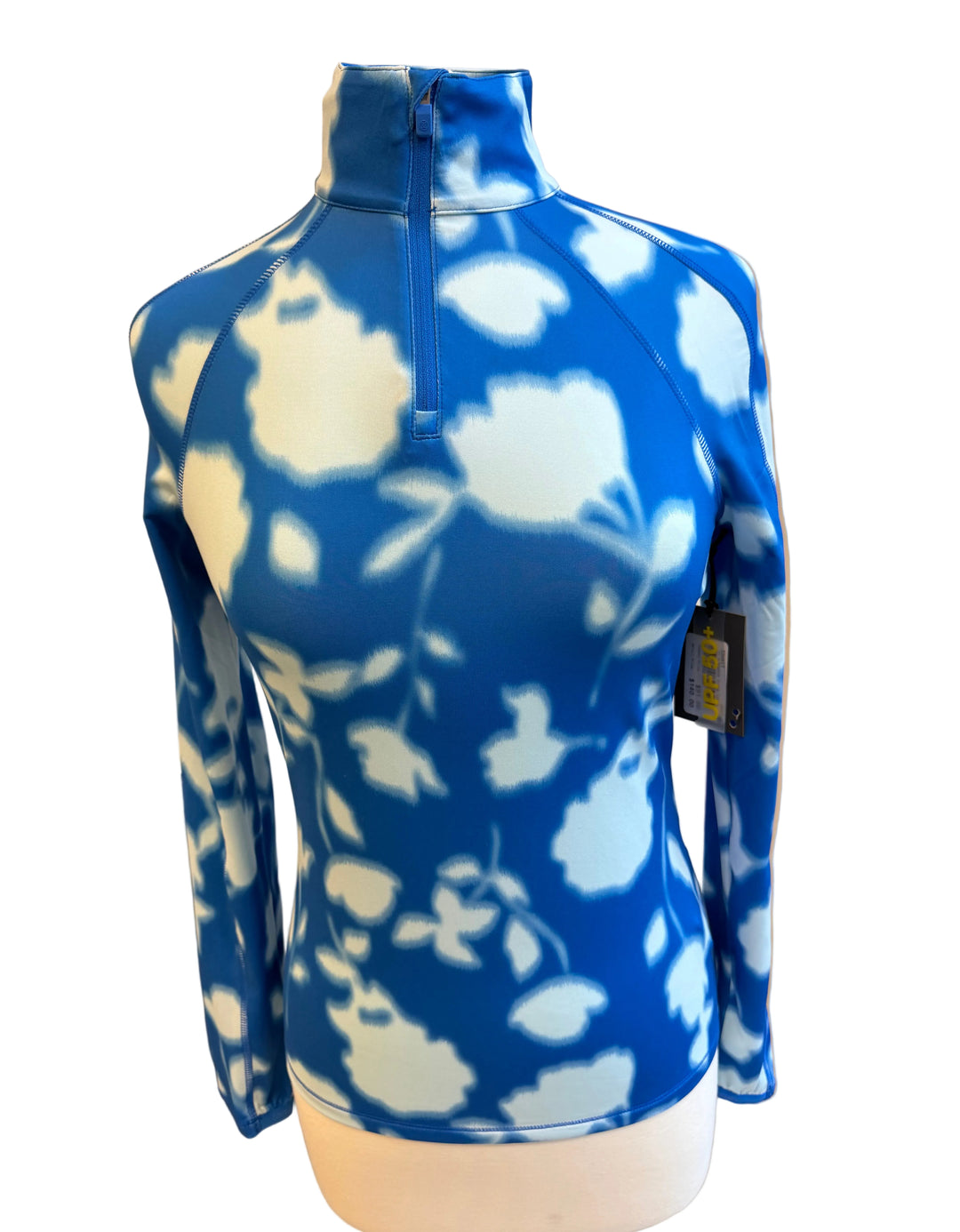 G/Fore Women's Blur Floral Tech Jersey Tech Pullover - Blue/White - Skorzie