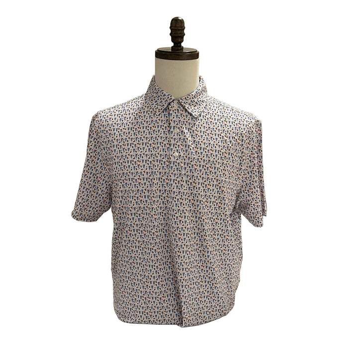 IBKUL Mini Cocktails Polo - Blue/Pink/Brown - Large - Skorzie