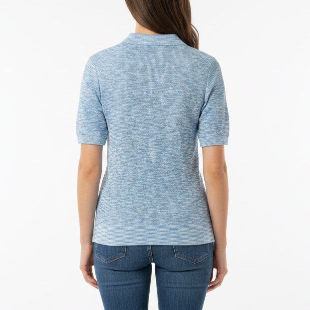Foray Golf Women's S/S Polo Knit Marl Melange Blue