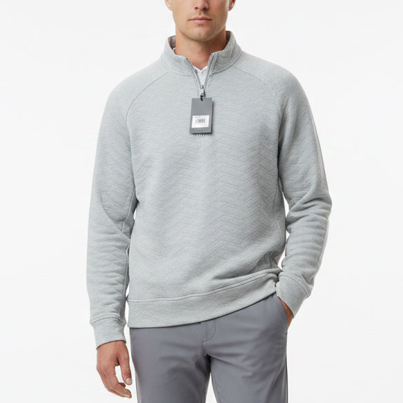G/FORE Men's Golf Pullover Dunes Cotton Quilted Nimbus Melange Size M