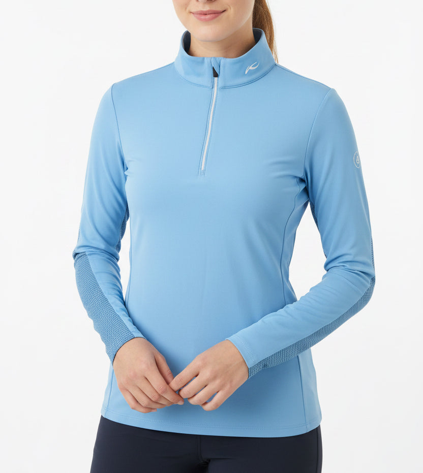 KJUS Women's Golf Top Sunshine Sport Fit Half Zip (w/logo) Calm Blue