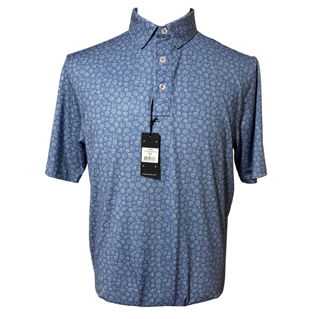 Straight Down High Roller Polo (w/logo) - Blue - Small - Skorzie
