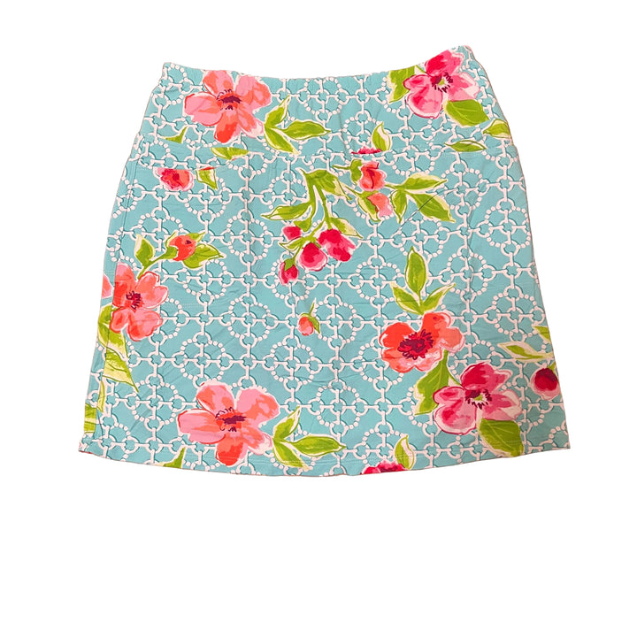 IBKUL Solid Stretch A-Line Skort 17" - Floral Geo - Small