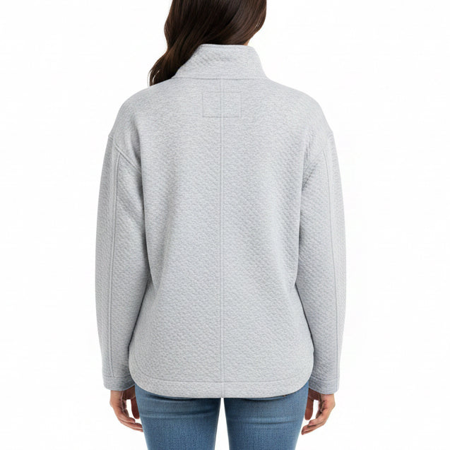 Marine Layer Women's Pullover Corbet Quilted Half Zip Soft Chambray
