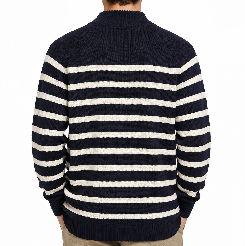 Collars & Co Men's Cotton Golf Sweater Navy Stripe Size XL